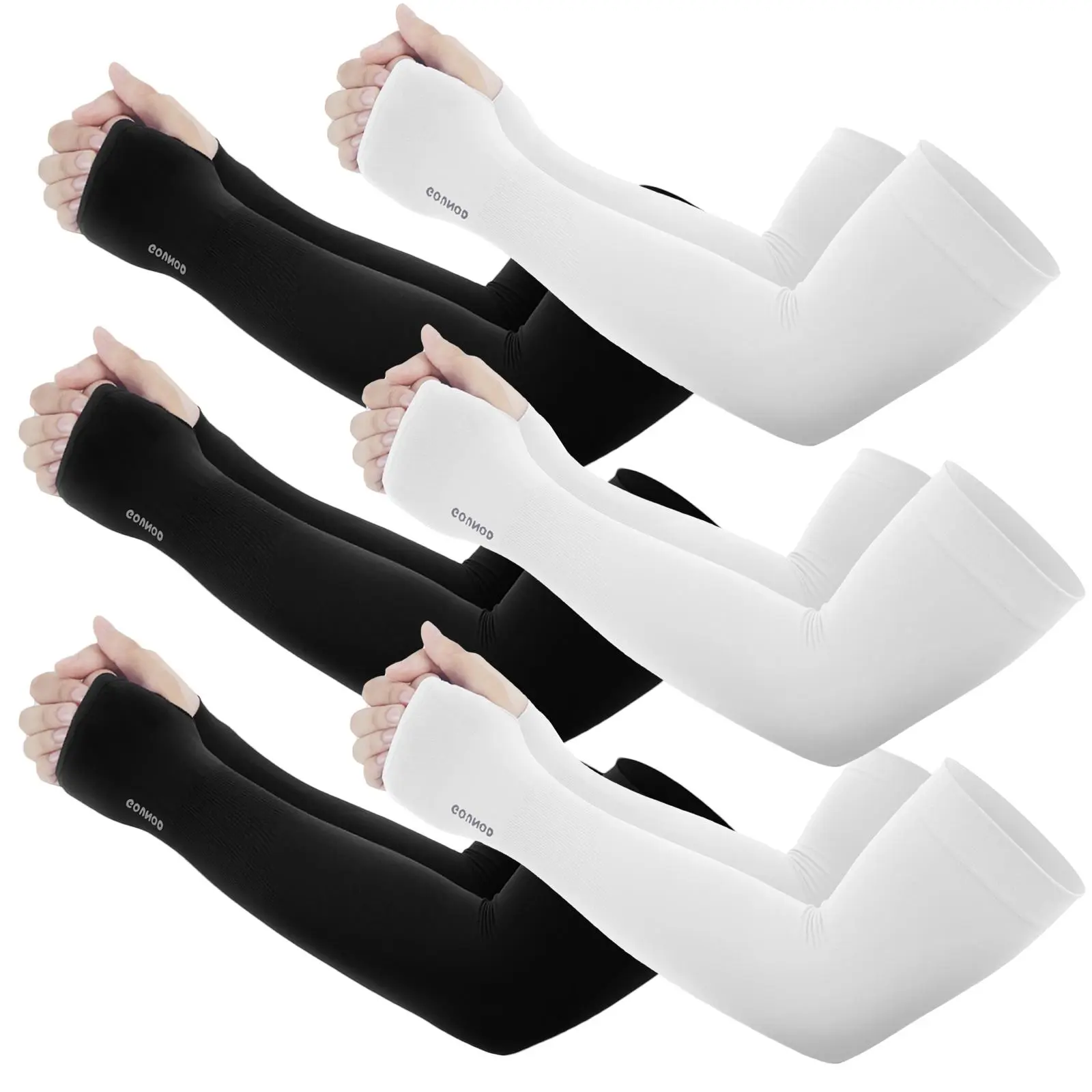 Compression Arm Sleeves for Men Women, UPF50+ Cooling Sun Protection, Quick‑Dry With Thumb & Watch Hole, Sports Support for Outdoor Casual