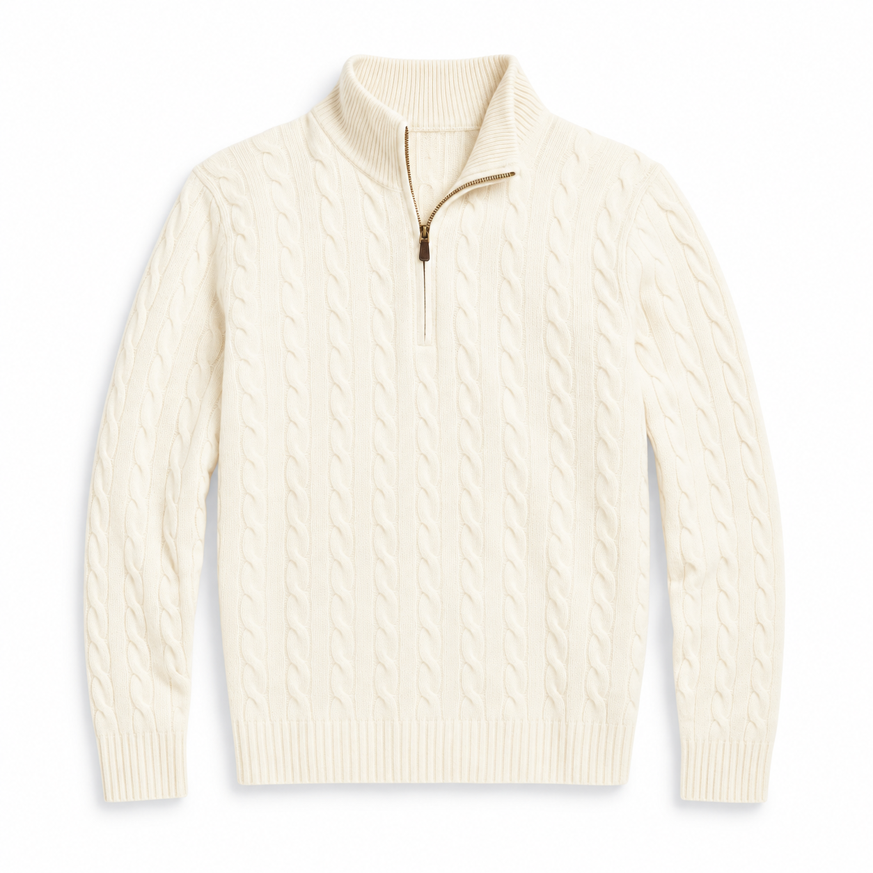 Men’s Cable Knit Quarter Zip Sweater, Classic Long Sleeve Pullover with Ribbed Collar, Cuffs and Hem, 8 Pack Only $32