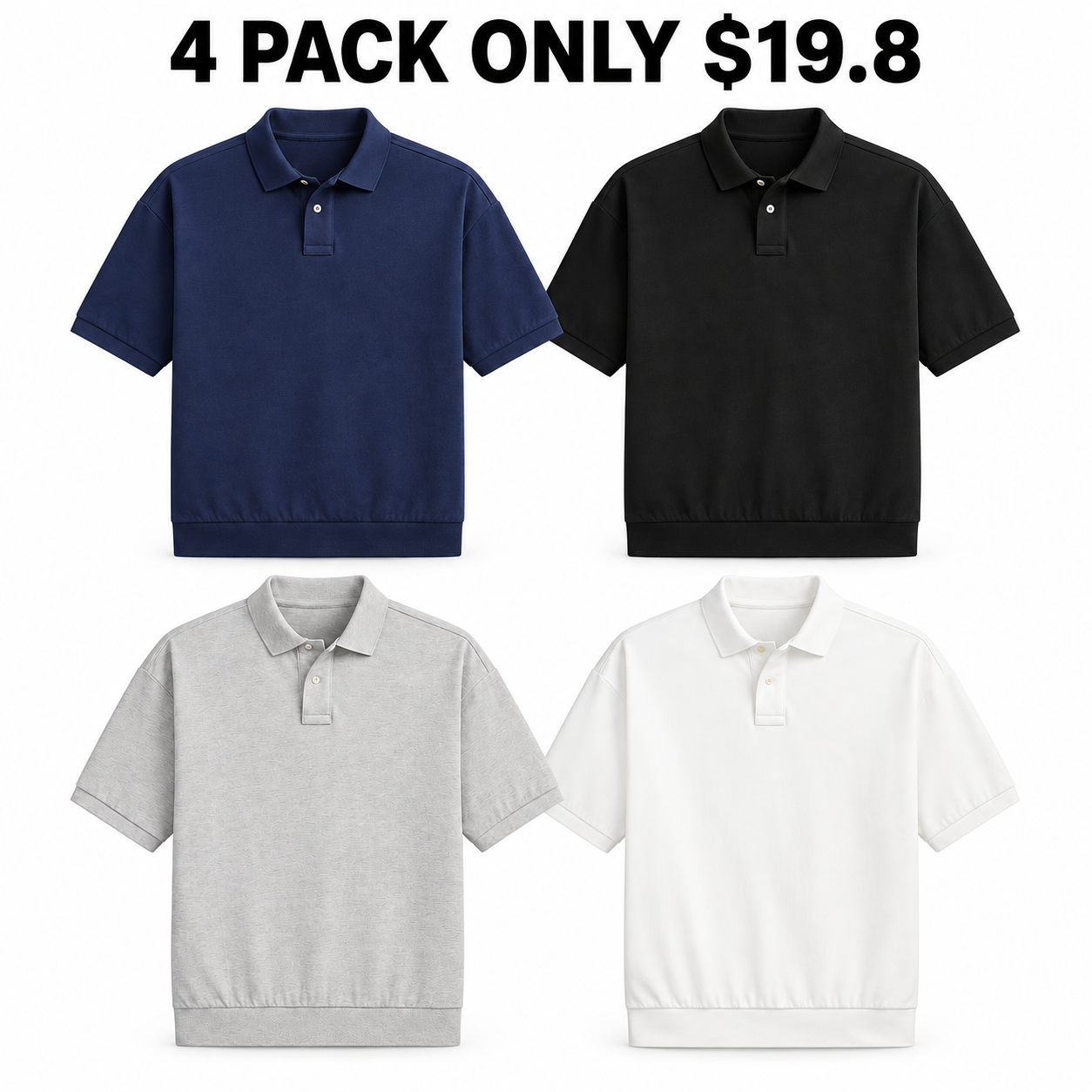 🔥Seasonal Sale: 6 Pack Slightly Relaxed Fit Breathable Mesh Polo Shirts Only $23.96