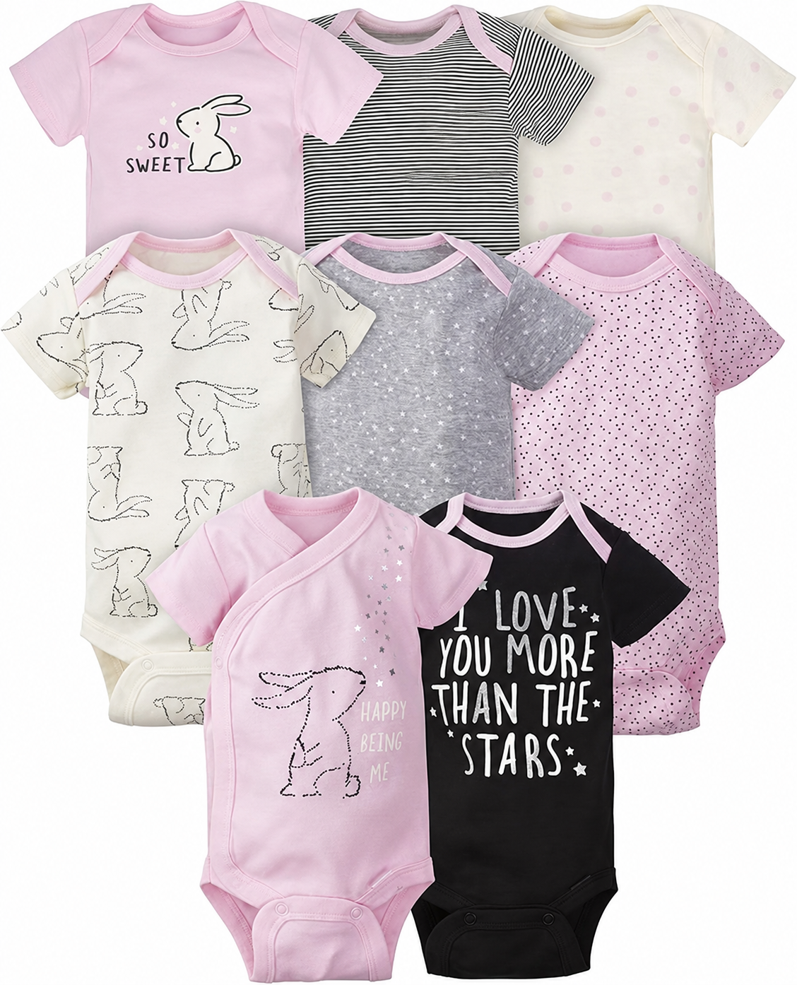 Unisex Baby 8-Pack Short-Sleeve Bodysuits – Soft Everyday Essentials