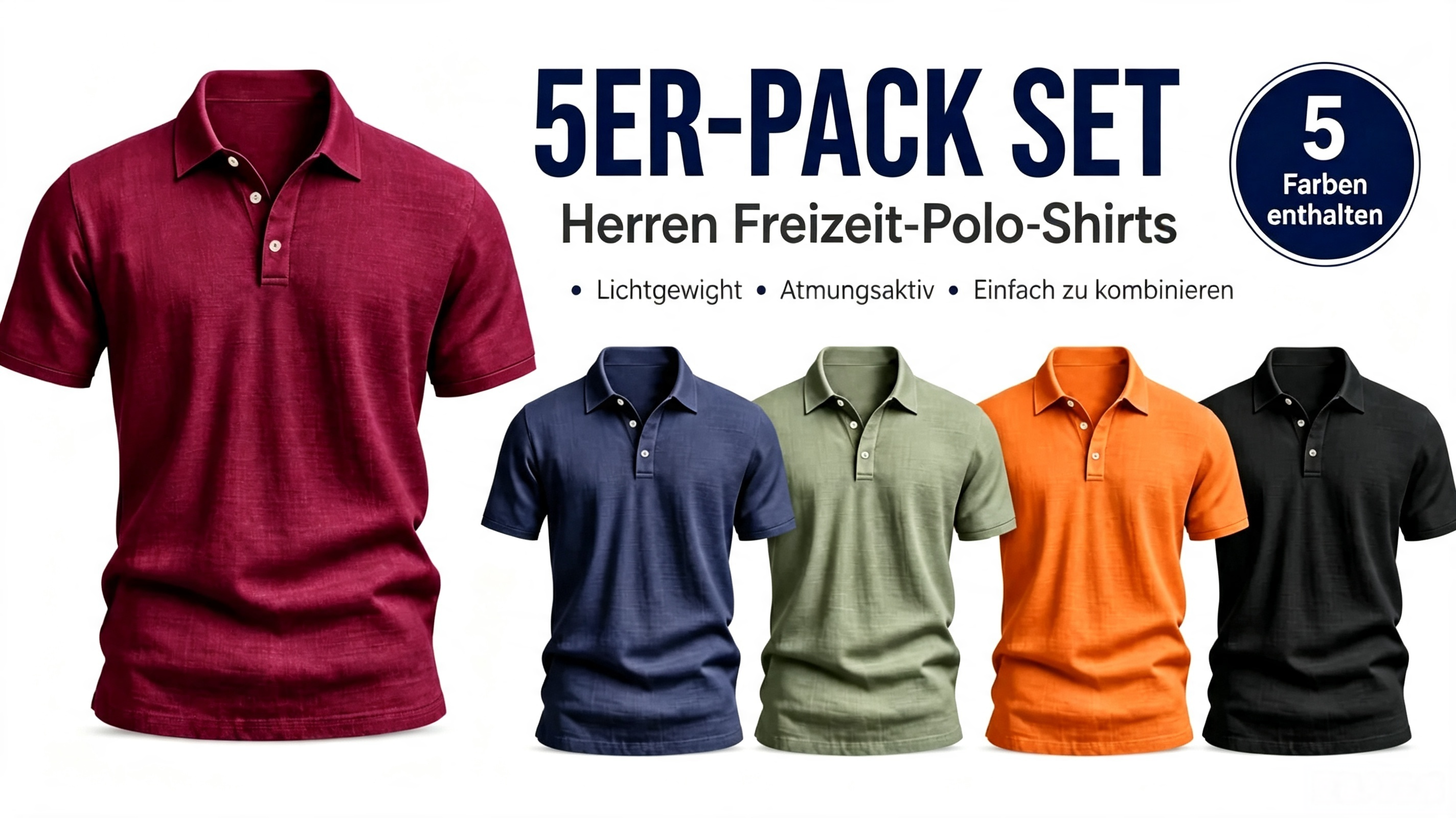 ⏰Saisonaler Räumungsverkauf🔥10er-Pack für nur 32,90 $ – Leichtes Polo-Shirt mit Struktur für Herren – Kurzärmeliges Smart-Casual-Oberteil
