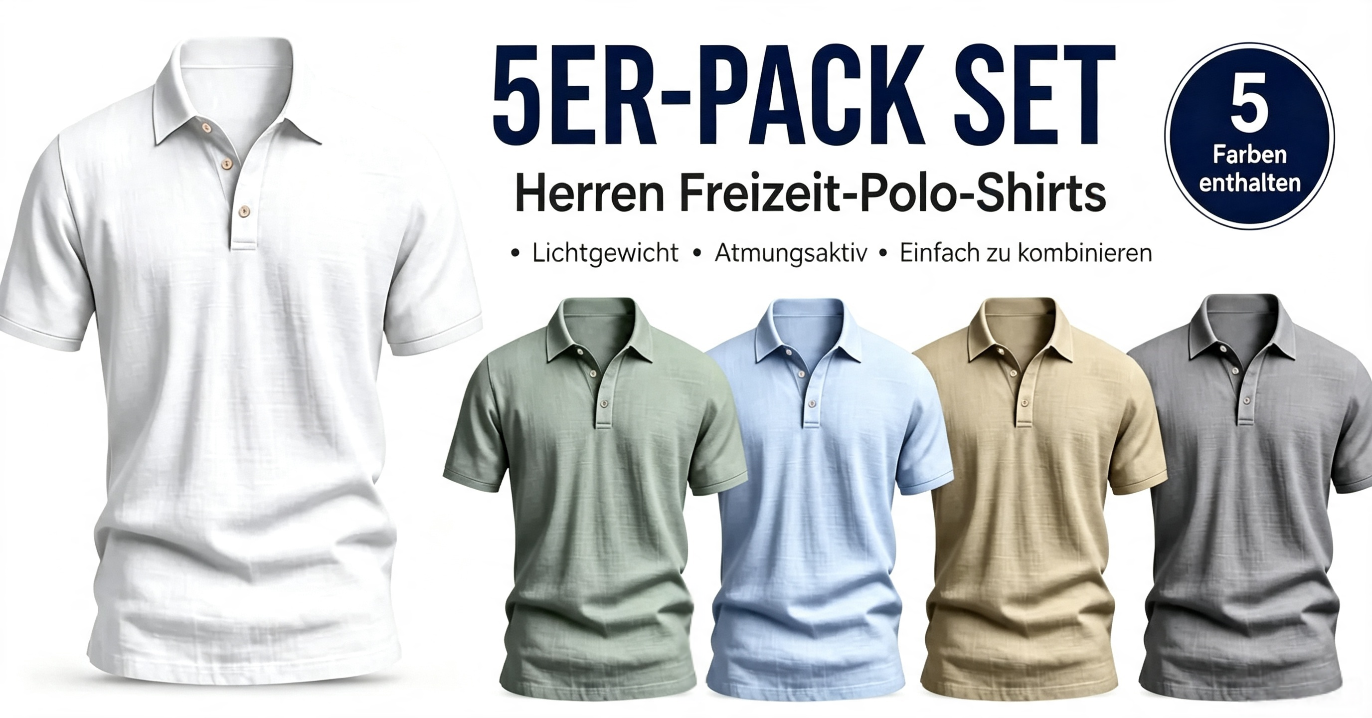 ⏰Saisonaler Räumungsverkauf🔥10er-Pack für nur 32,90 $ – Leichtes Polo-Shirt mit Struktur für Herren – Kurzärmeliges Smart-Casual-Oberteil