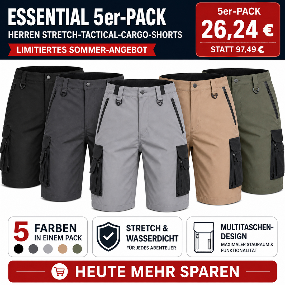SOMMER-SCHLUSSVERKAUF – Herren Stretch-Tactical-Cargo-Shorts, wasserdicht, mit mehreren Taschen