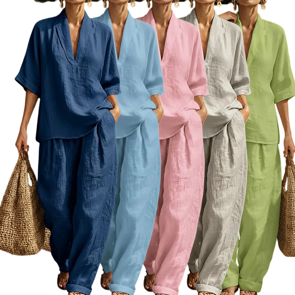 Casual And Cozy Minimalist Linen Two-piece Set