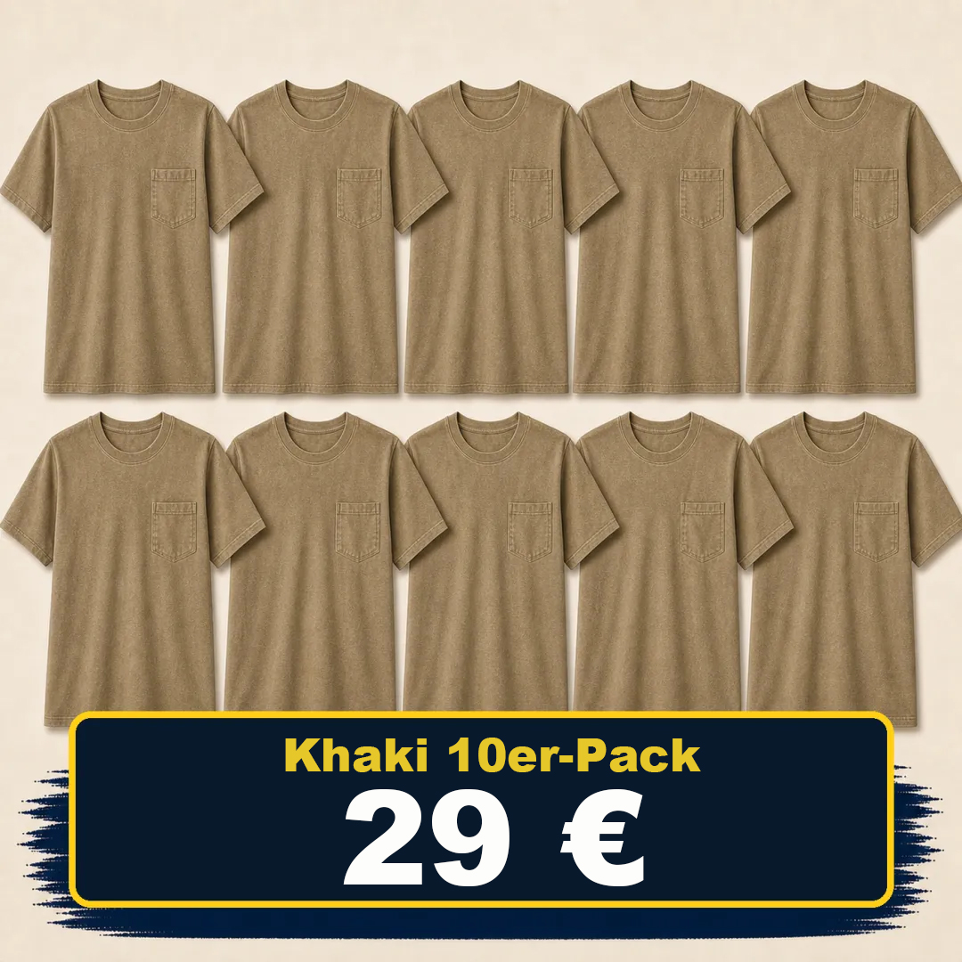 ⏰Räumungsverkauf⚡20er-Pack für 30 €⚡Herren-Workwear-T-Shirt mit lockerer Passform, schwerem Stoff, kurzen Ärmeln und Brusttasche(Auch in großen Größen erhältlich)