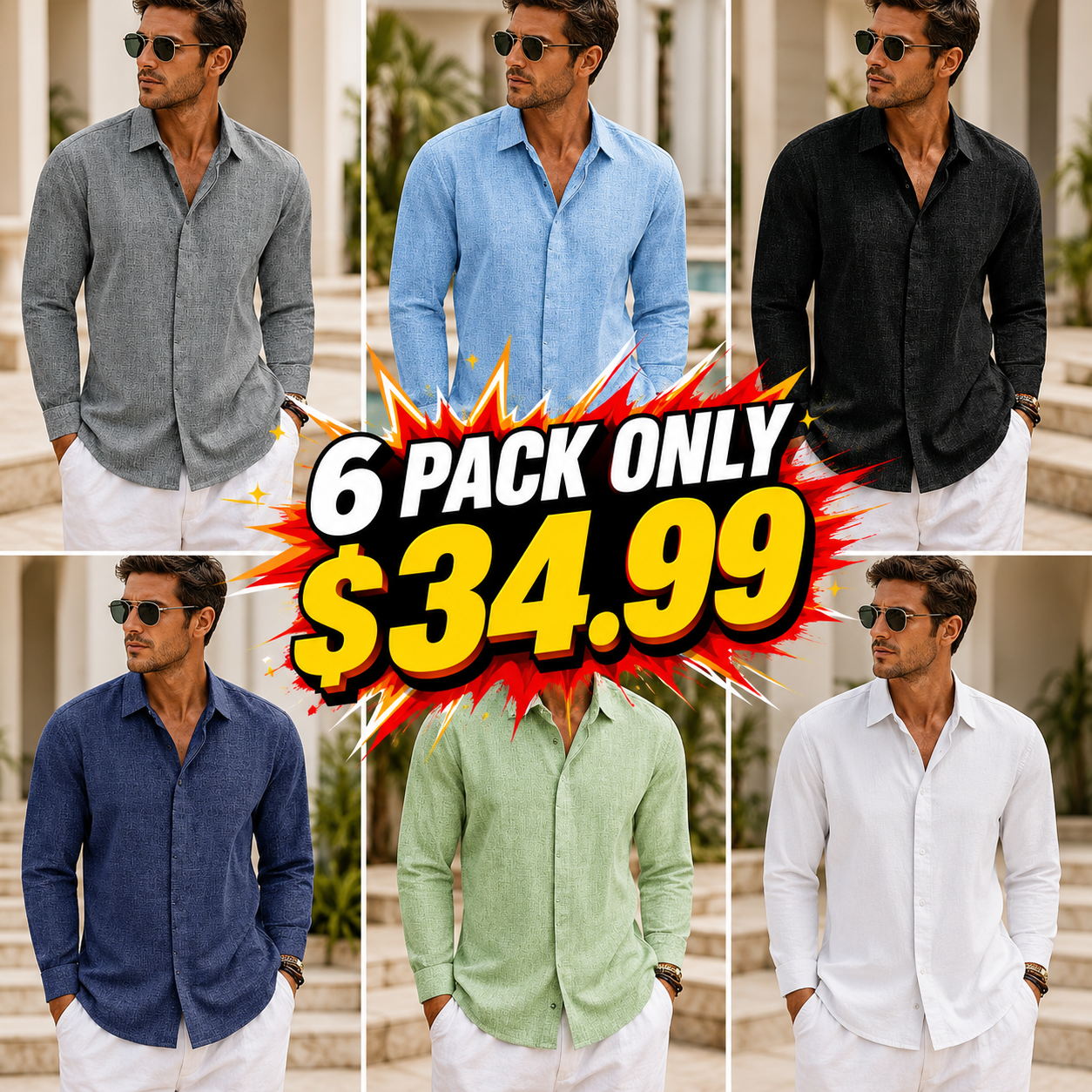 Men's Cotton Linen Solid Color Casual Daily Quality Long Sleeve Shirt
