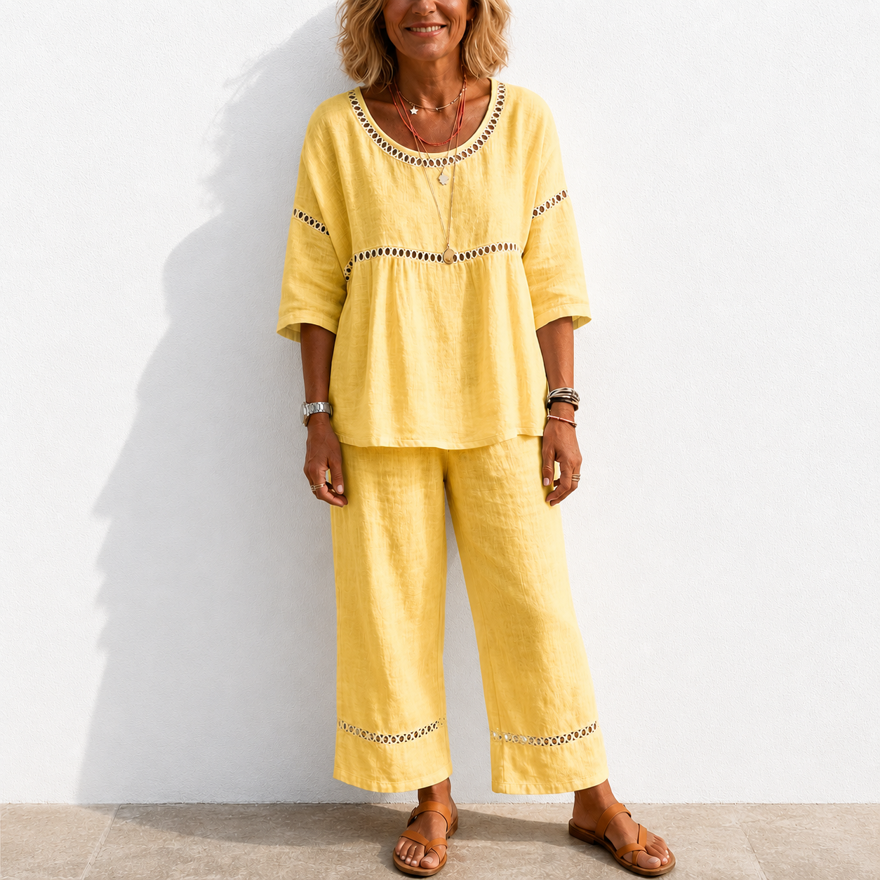 New Arrivals🔥 Women's Vintage Casual Loose-Fit Linen Two-Piece Set