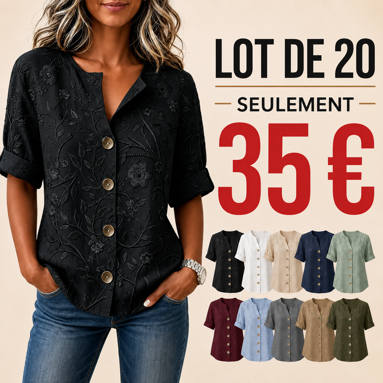 ⏰Store Closing Clearance⚡10 Pack for $28⚡Women's Embossed Floral Button Shirt