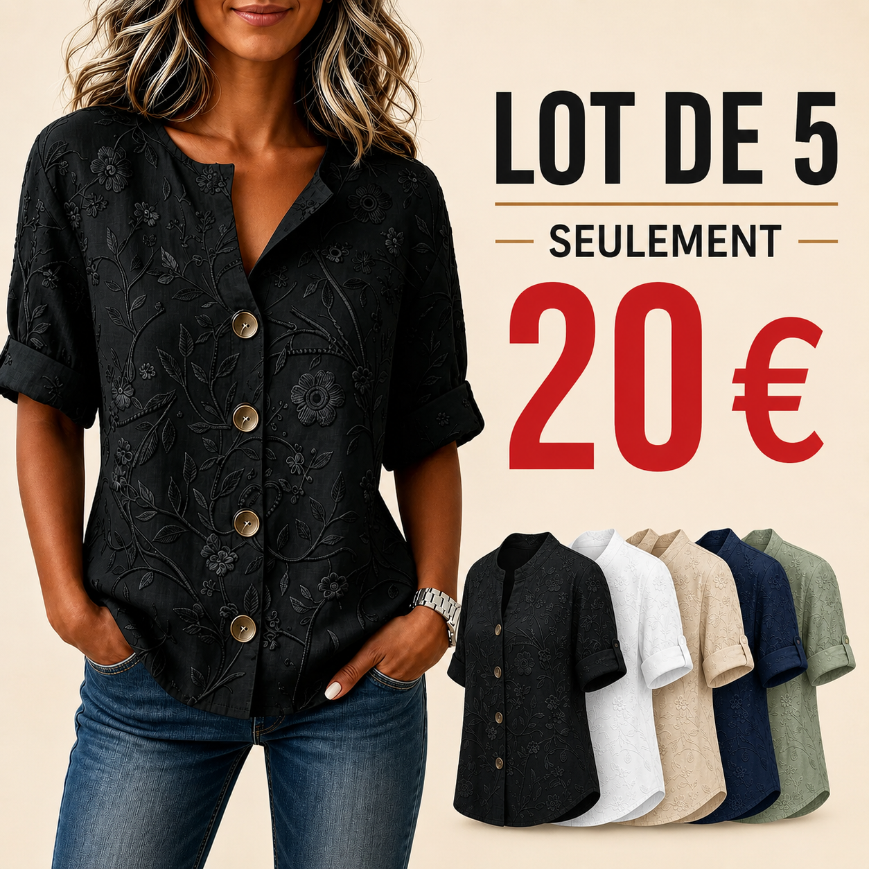 ⏰Store Closing Clearance⚡10 Pack for $28⚡Women's Embossed Floral Button Shirt