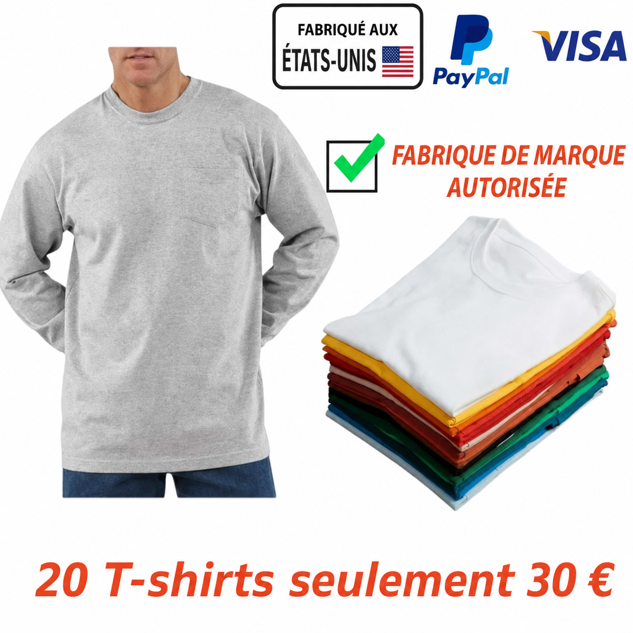 FR-T-shirt de travail robuste pour homme en tissu ultra-résistant, avec poche poitrine (coupe ample, durabilité exceptionnelle)