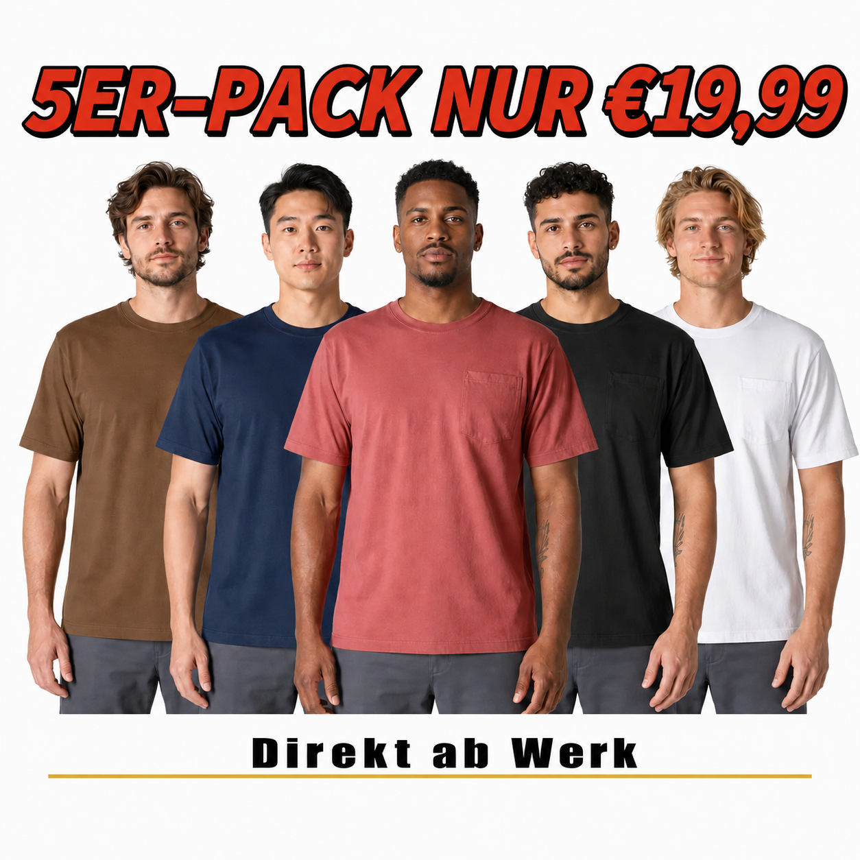 Herren-T-Shirt mit Brusttasche, lockerer Passform und schwerem Stoff – Übergrößen