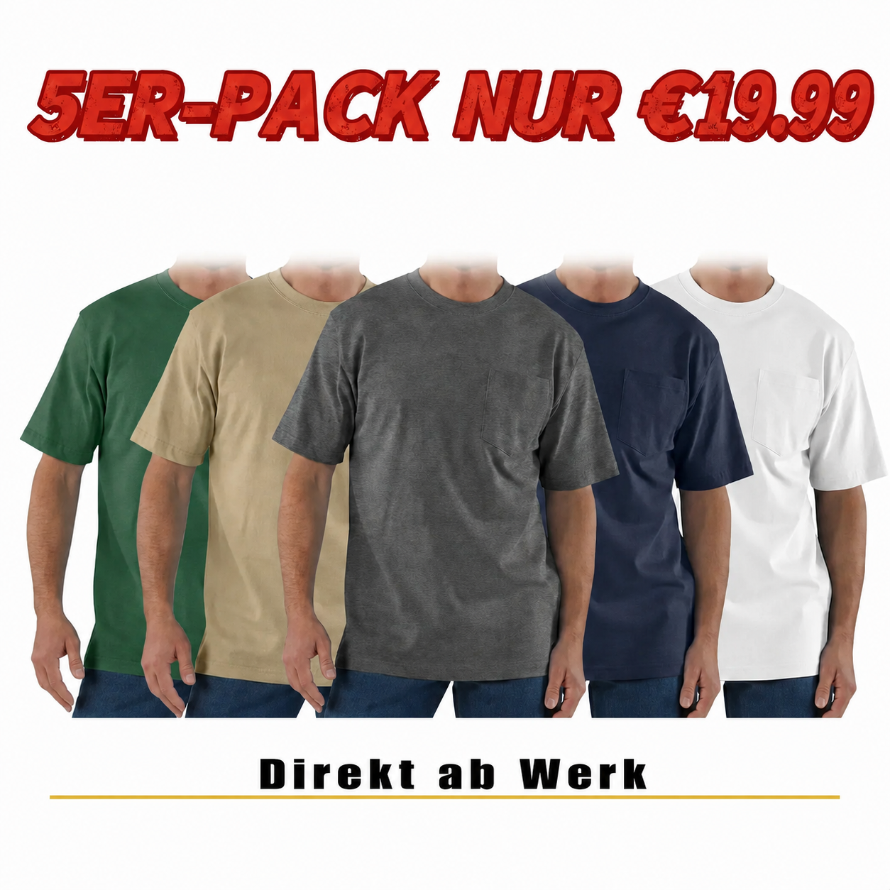 Herren-T-Shirt mit Brusttasche, lockerer Passform und schwerem Stoff – Übergrößen