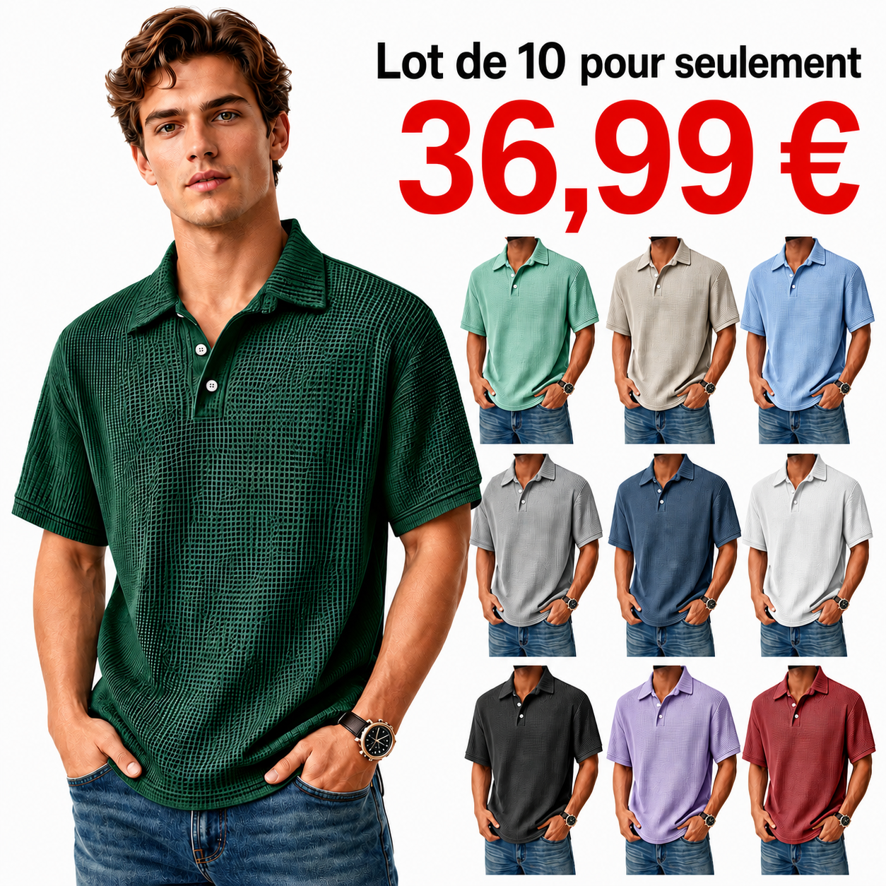 Polo à motif gaufré « Everyday Classic » de Mannstil – Adoré par des dizaines de milliers d'hommes