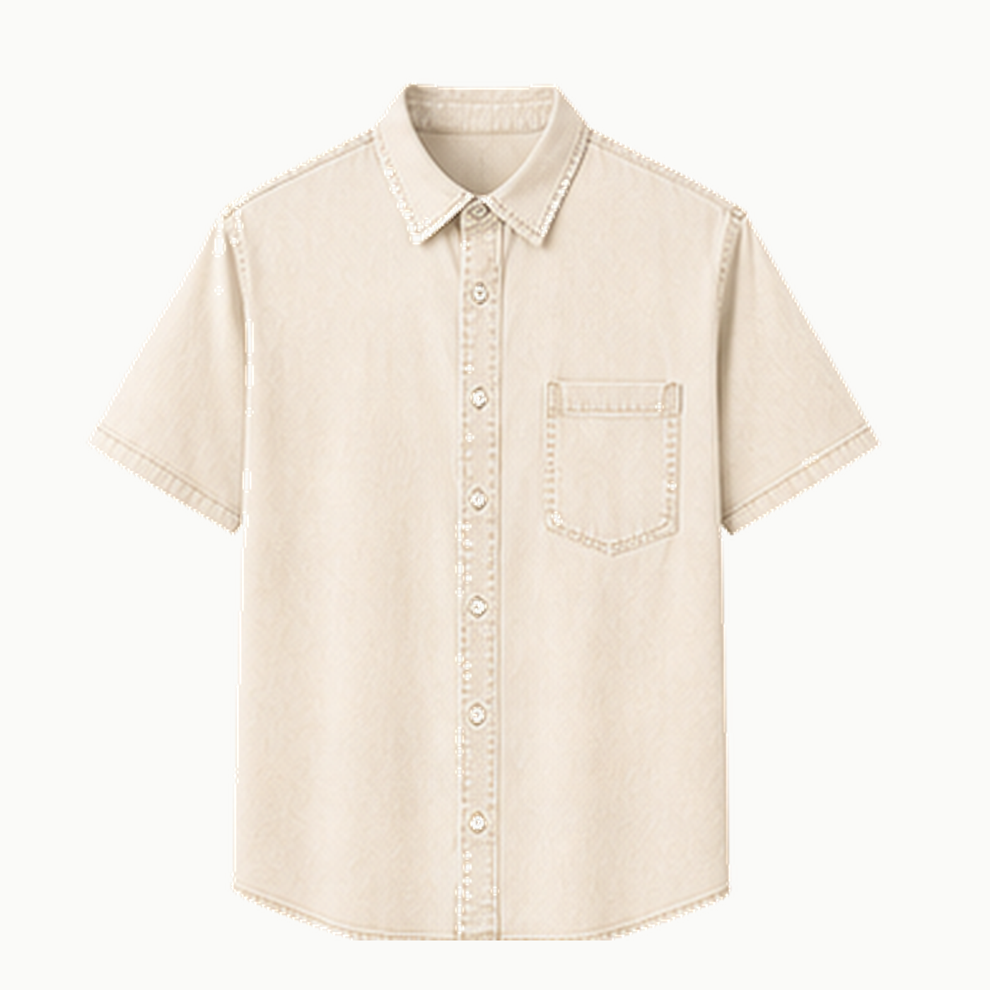 Men's Short Sleeve Washed Denim Button-Up Shirts
