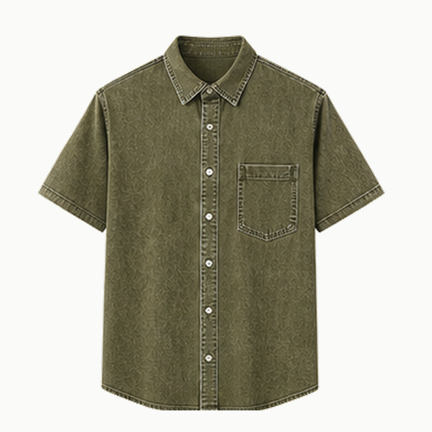 Men's Short Sleeve Washed Denim Button-Up Shirts