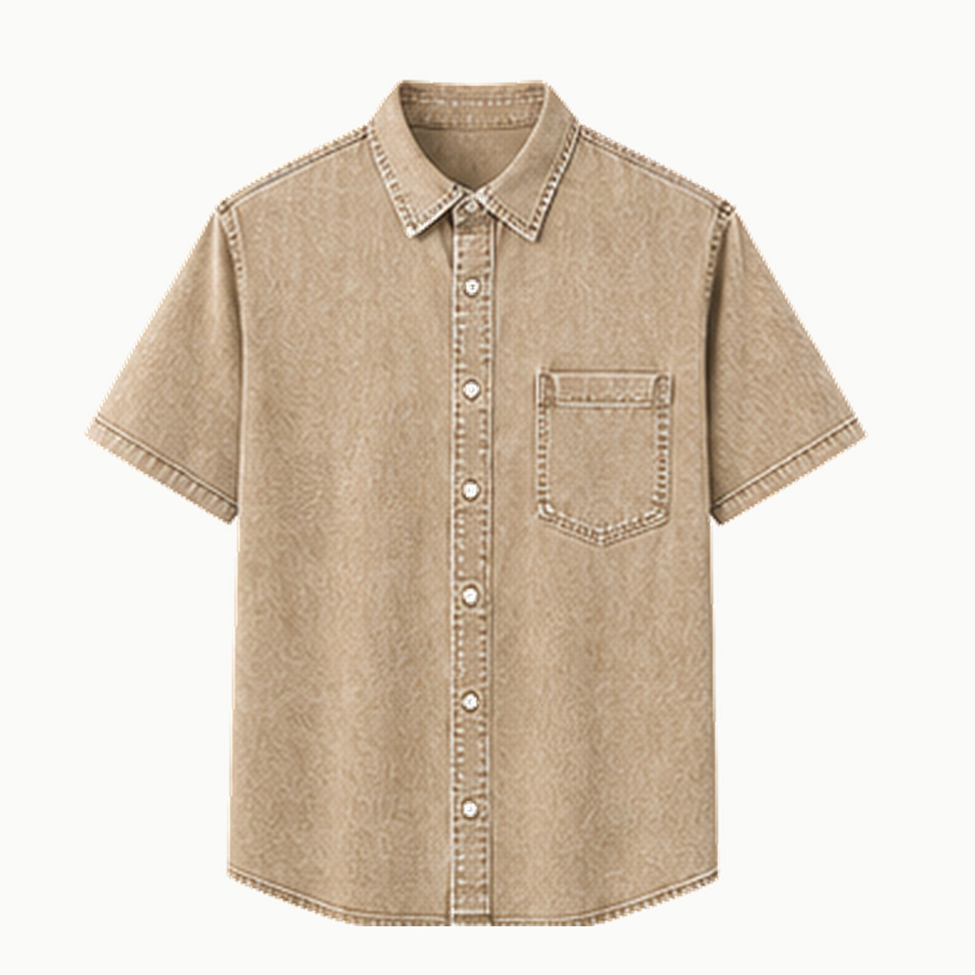 Men's Short Sleeve Washed Denim Button-Up Shirts