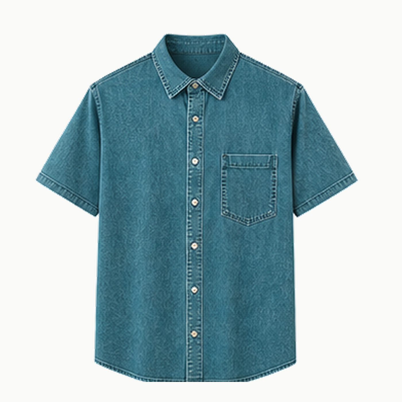 Men's Short Sleeve Washed Denim Button-Up Shirts