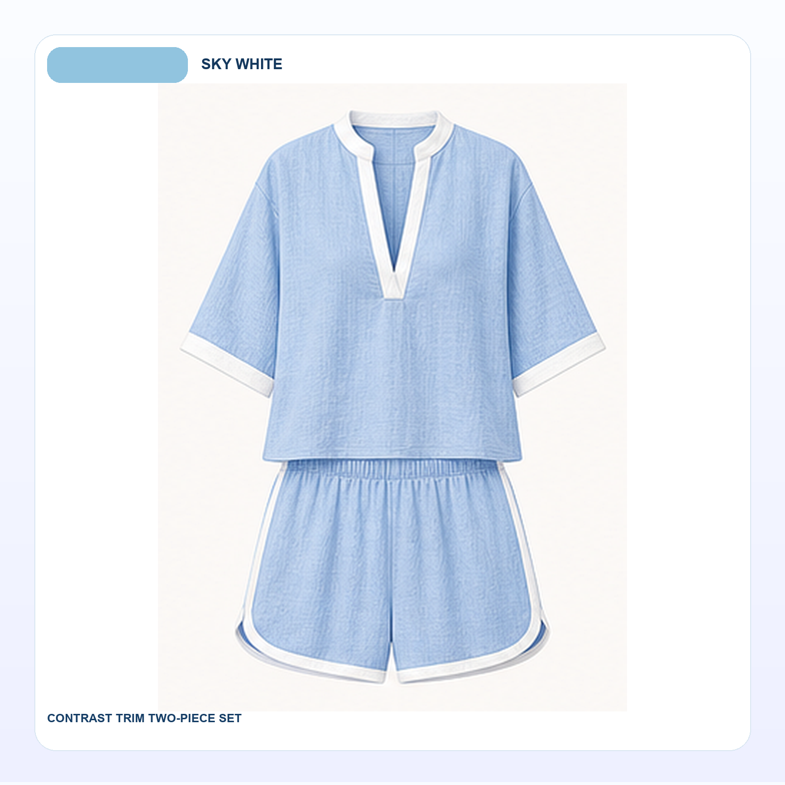 Women's Contrast Trim Linen Blend Top and Shorts Two-Piece Sets
