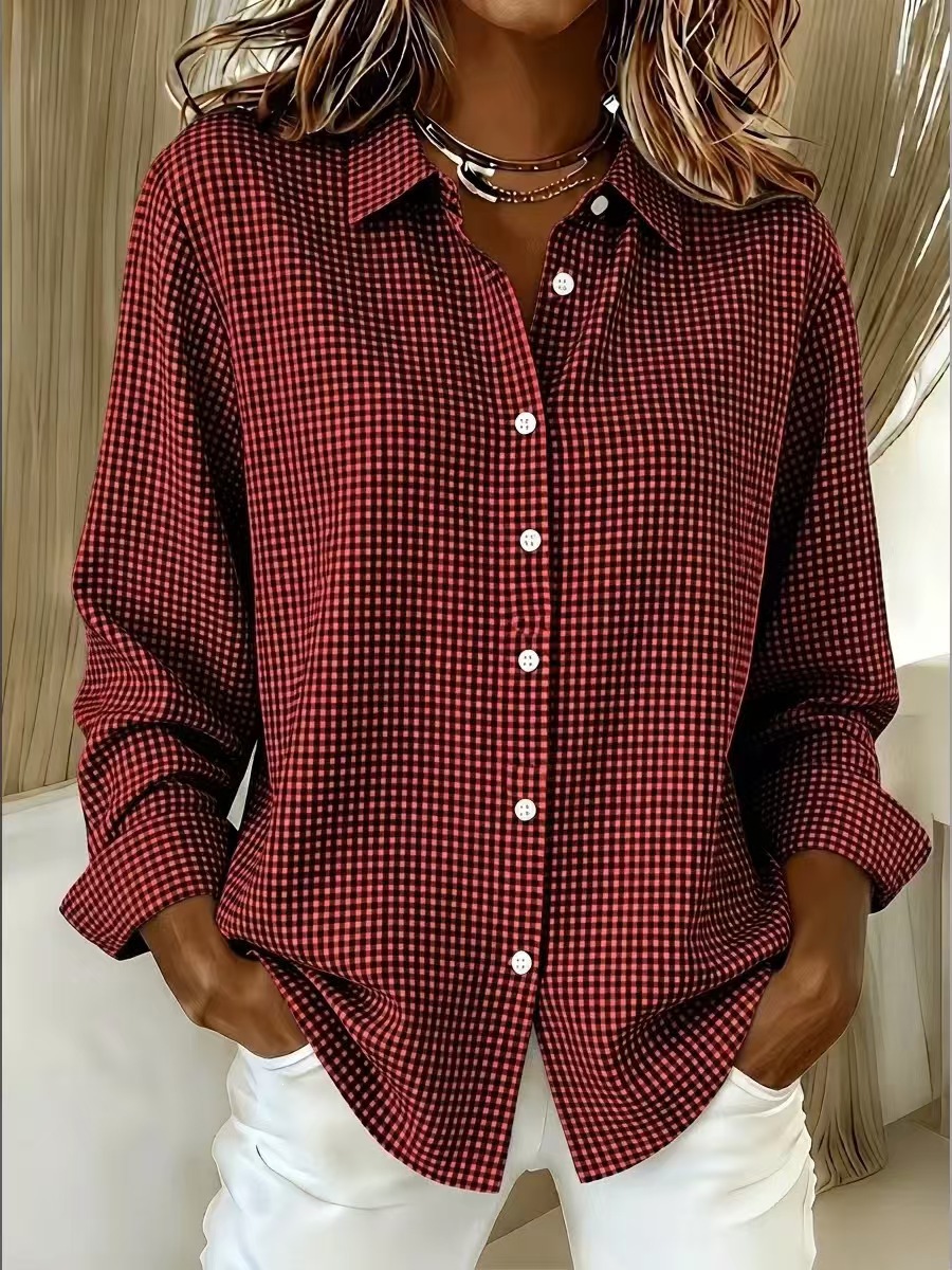 ✨ Chemise à Carreaux Élégante Femme – Coupe Décontractée & Confort Chic