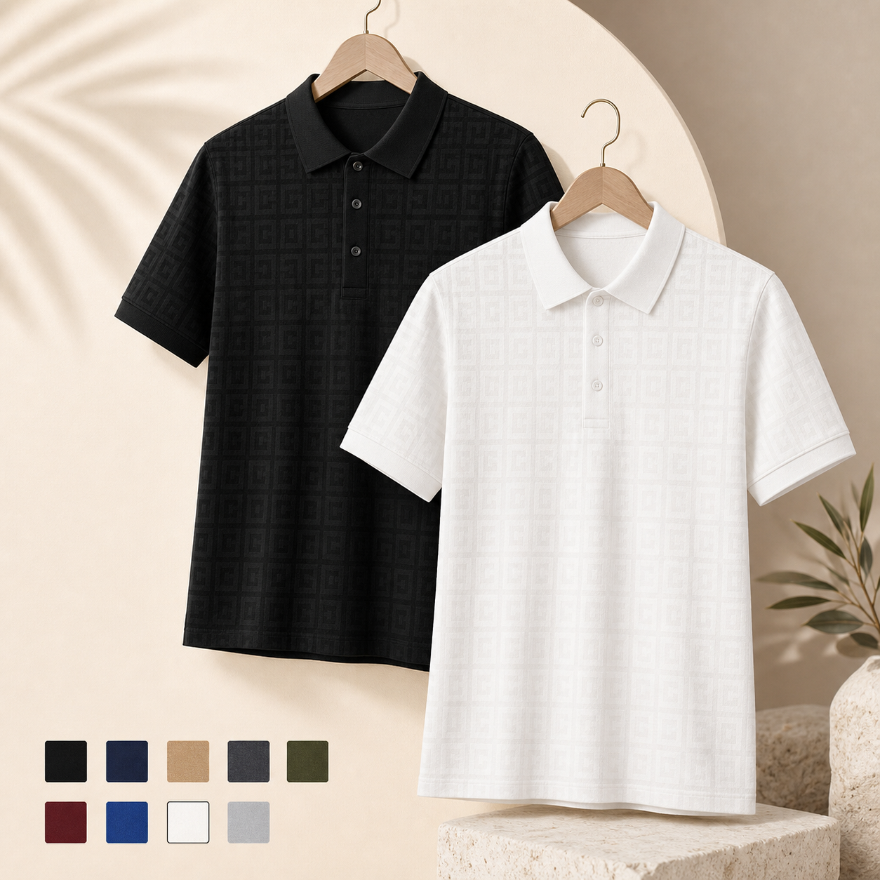 🔥CLEARANCE SALE🔥 Unisex Tonal Jacquard Polo Shirt banner