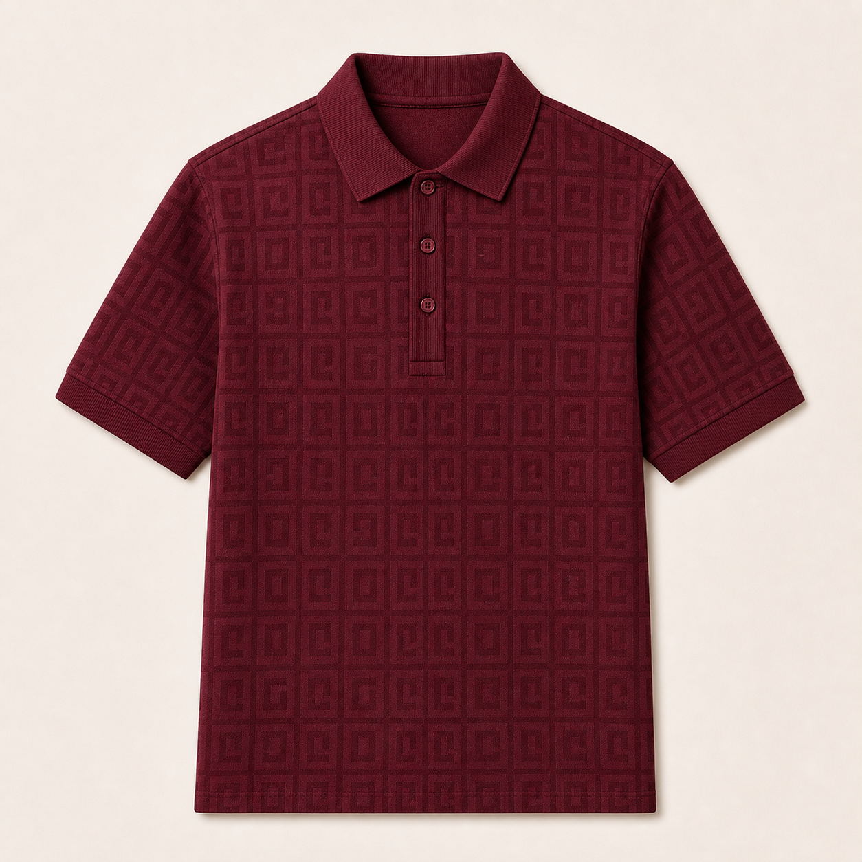 🔥CLEARANCE SALE🔥 Unisex Tonal Jacquard Polo Shirt - Burgundy