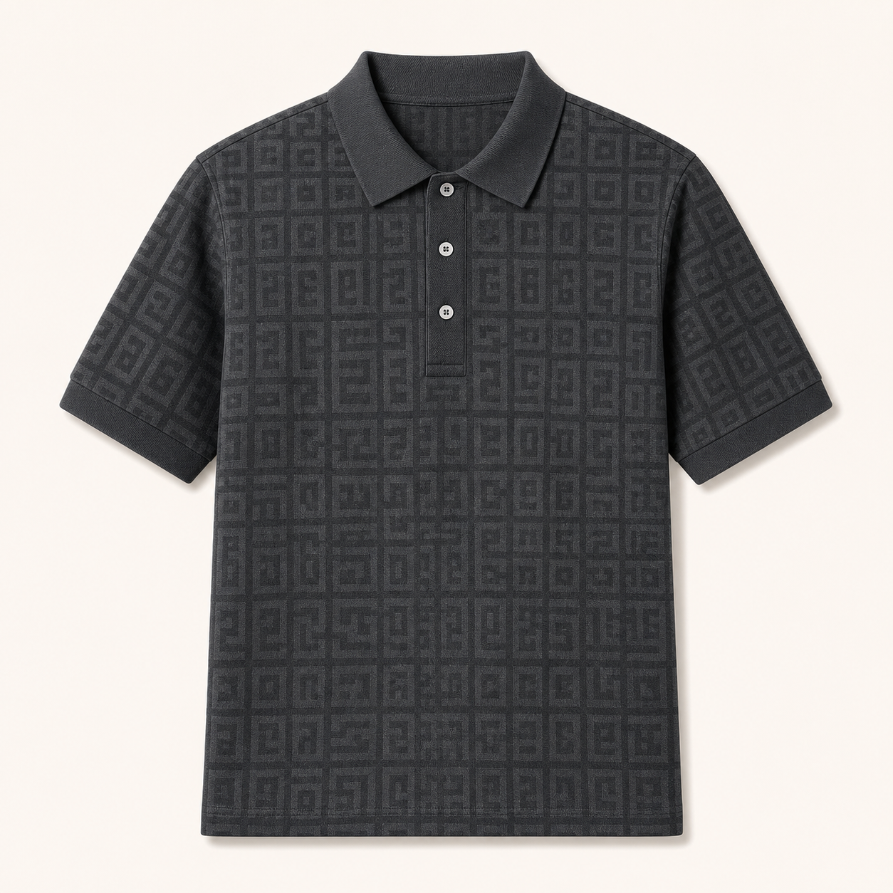 🔥CLEARANCE SALE🔥 Unisex Tonal Jacquard Polo Shirt - Charcoal