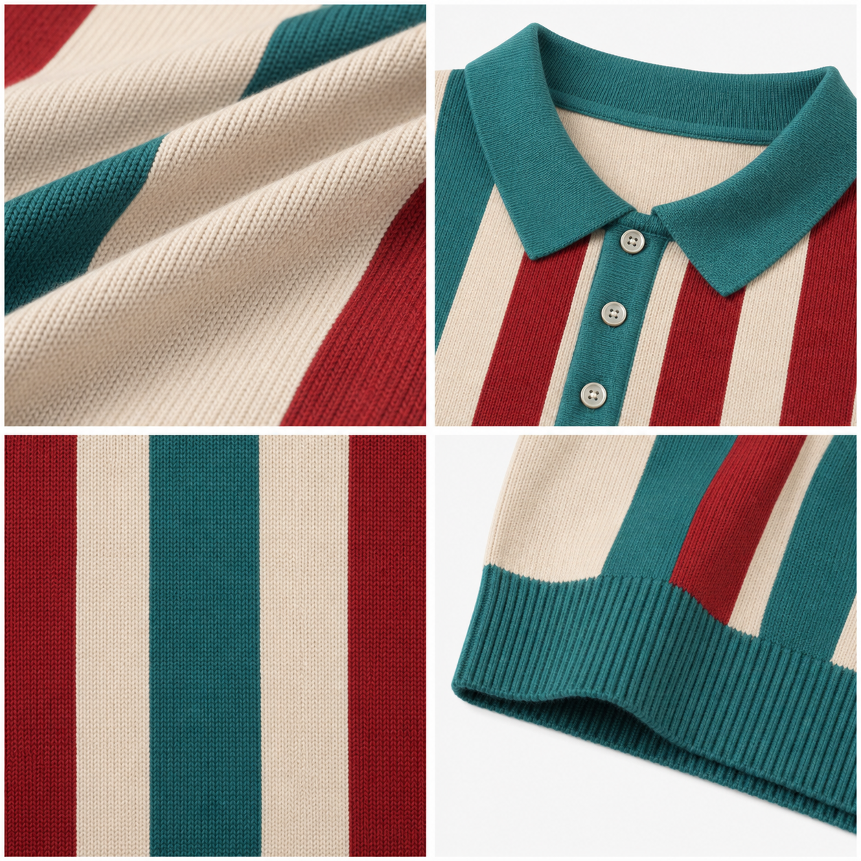 🔥CLEARANCE SALE🔥 Retro Stripe Knit Polo Shirt - Details