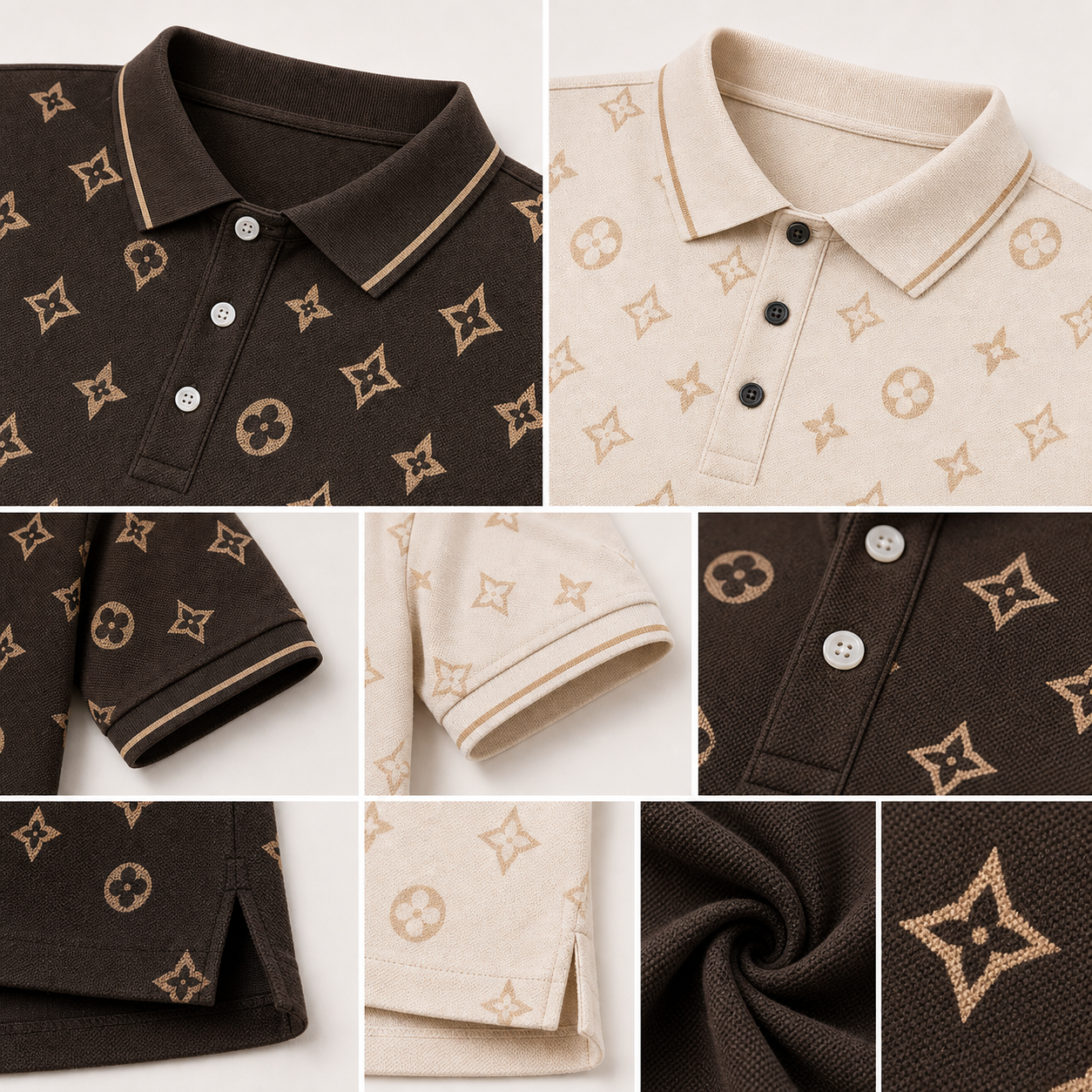 🔥CLEARANCE SALE🔥 Geometric Monogram Print Polo Shirt - Details