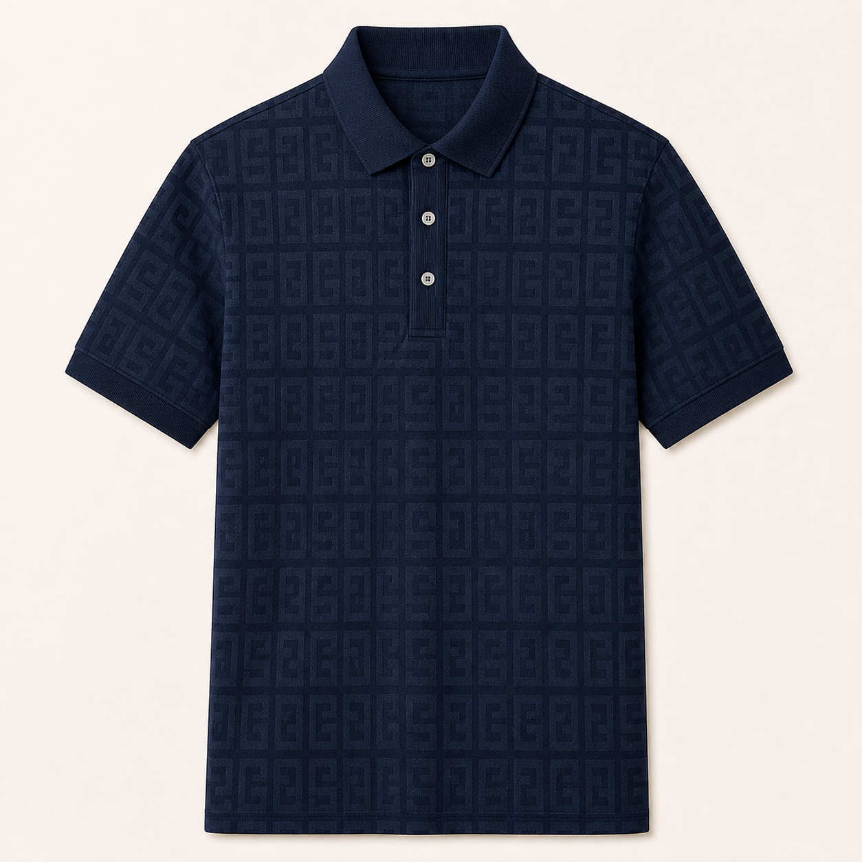 🔥CLEARANCE SALE🔥 Unisex Tonal Jacquard Polo Shirt - Navy