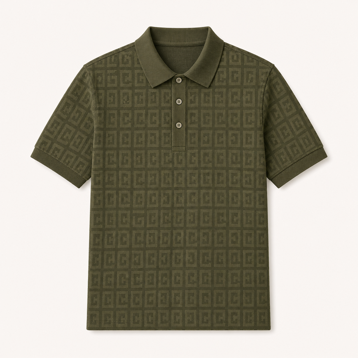 🔥CLEARANCE SALE🔥 Unisex Tonal Jacquard Polo Shirt - Olive