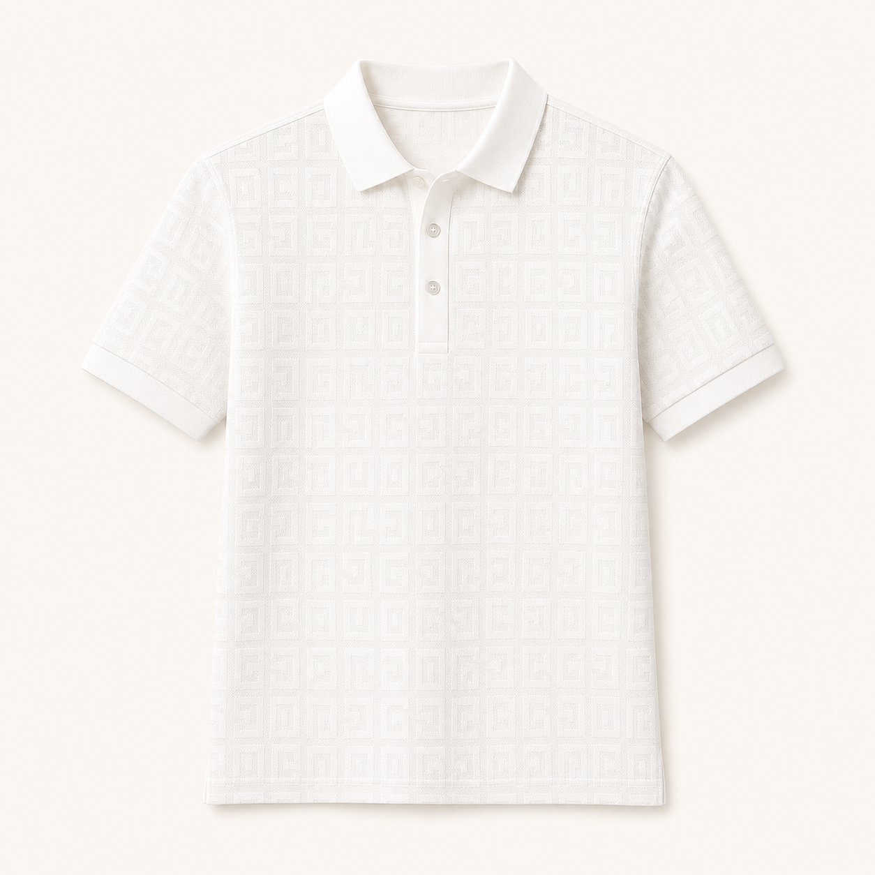 🔥CLEARANCE SALE🔥 Unisex Tonal Jacquard Polo Shirt - White