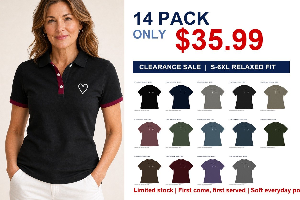 Women's contrast trim heart polo - hero 14pack promo