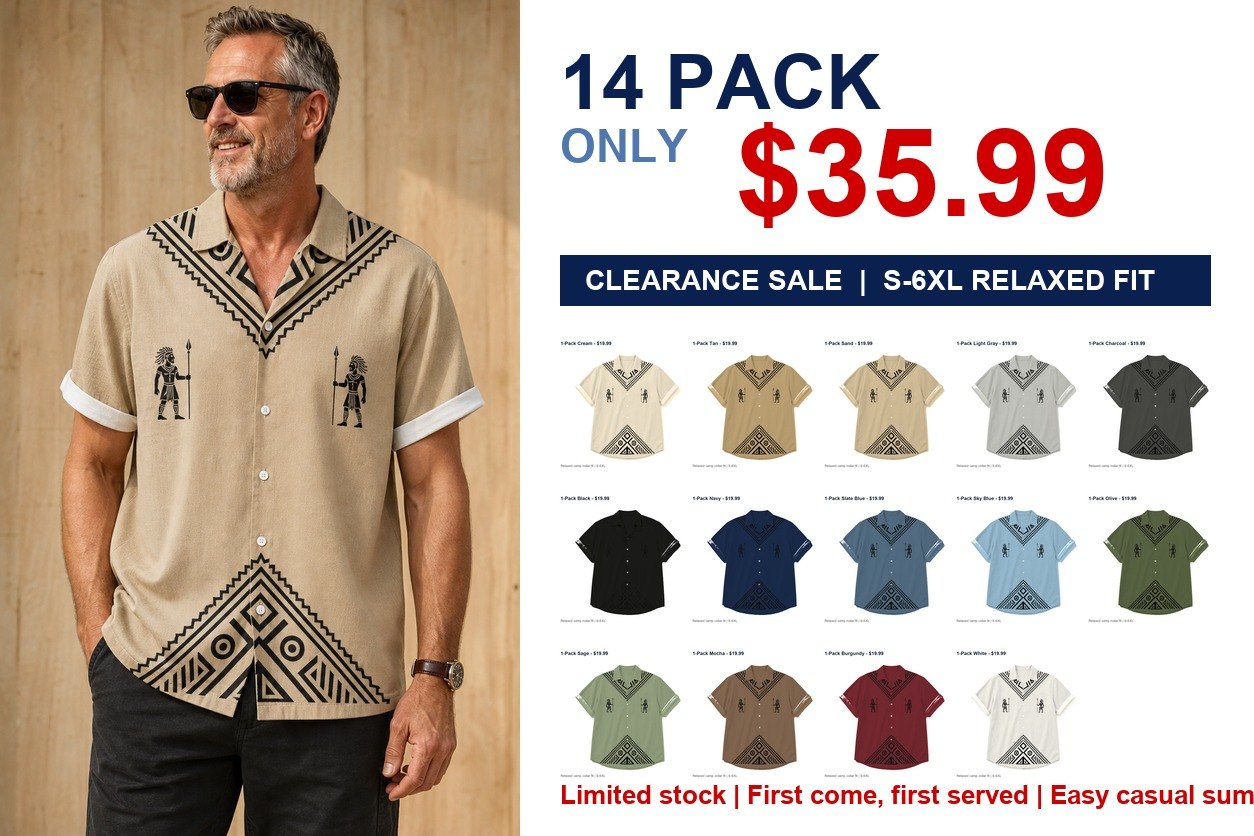 Men's tribal camp collar shirt - hero 14pack promo