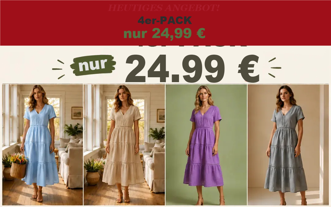 ⏰Räumungsverkauf⚡8er-Pack für nur 29,99 €⚡ Weiches Damen-Leinenkleid mit müheloser Eleganz