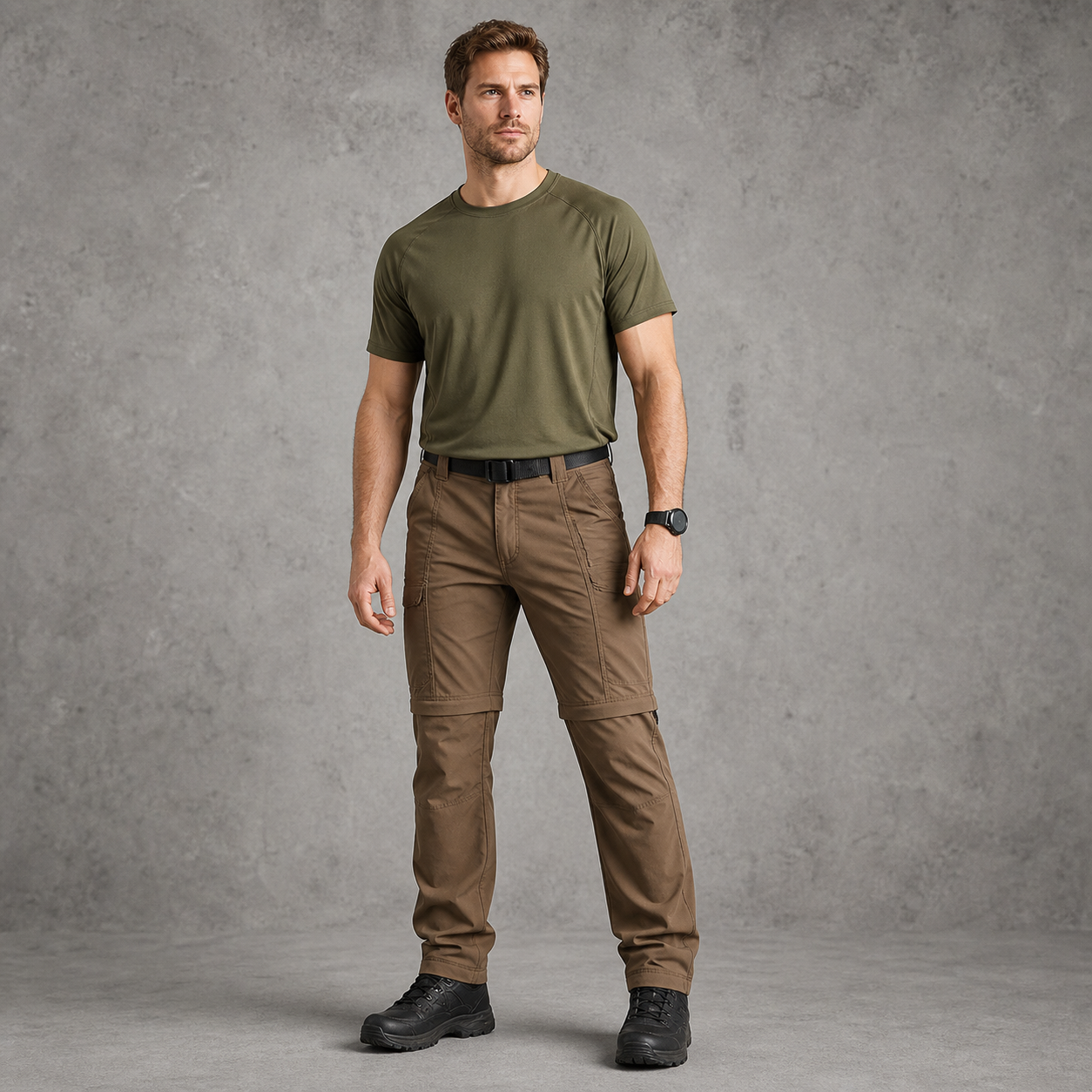 Brown men's convertible hiking pants