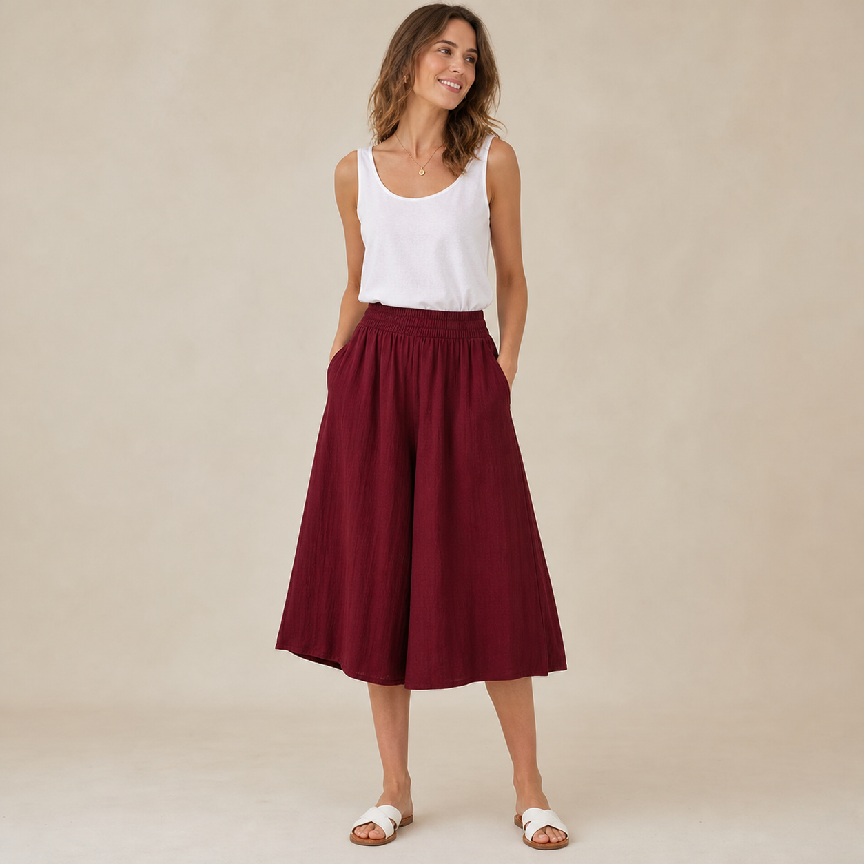 ⏰Räumungsverkauf⚡10er-Pack für 28 €⚡ Damen-Culotte-Midirock mit hoher Taille und weitem Bein