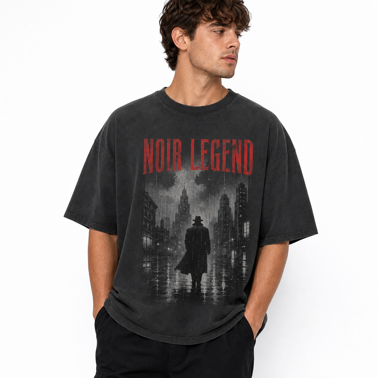 Charcoal men's vintage noir graphic tee
