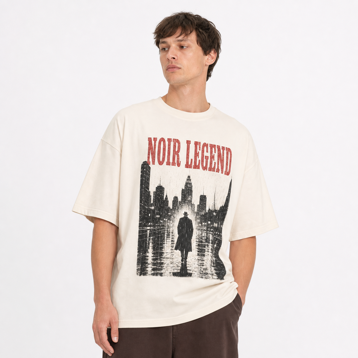 Cream men's vintage noir graphic tee