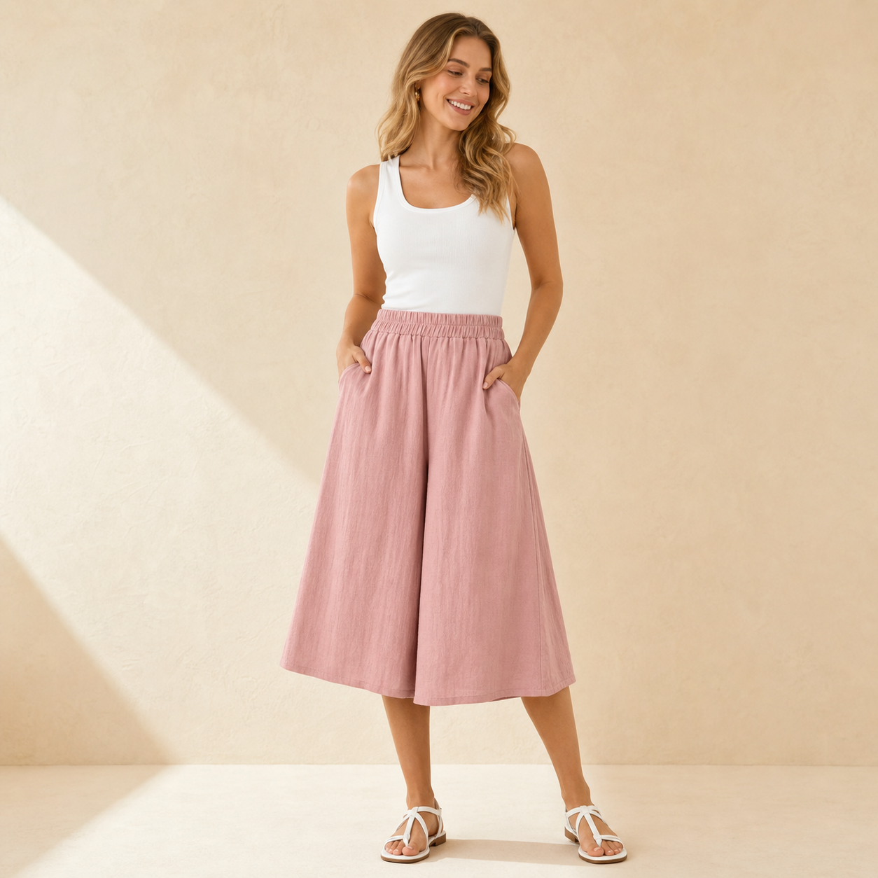 ⏰Räumungsverkauf⚡10er-Pack für 28 €⚡ Damen-Culotte-Midirock mit hoher Taille und weitem Bein