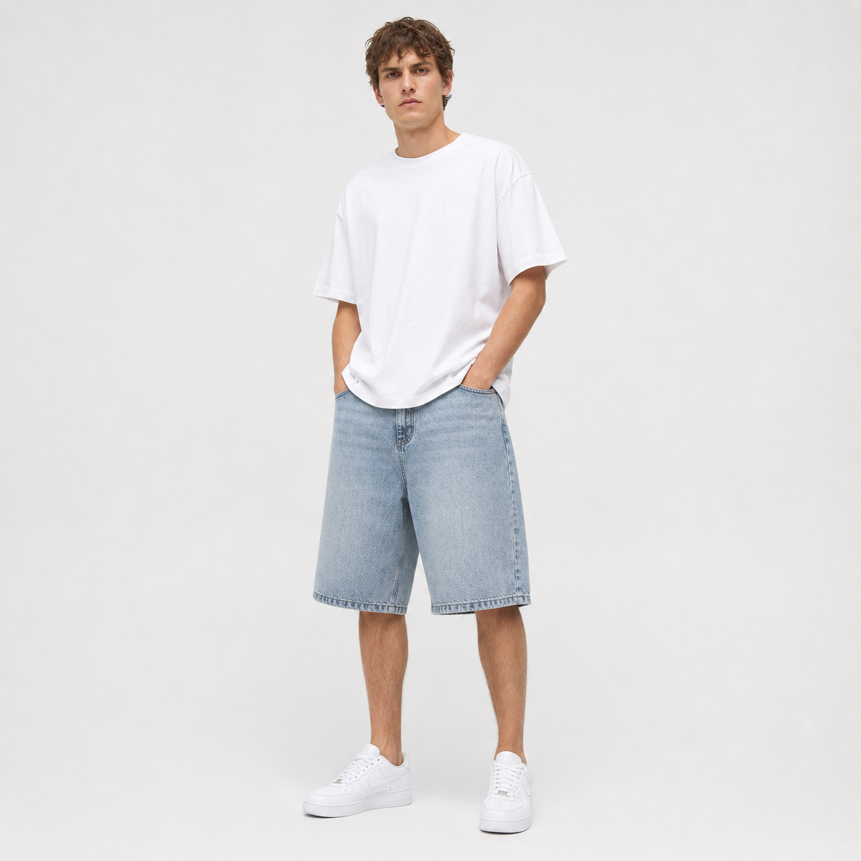 Stone Blue men's baggy denim shorts