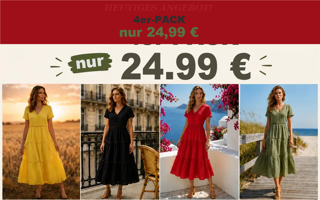 ⏰Räumungsverkauf⚡8er-Pack für nur 29,99 €⚡ Weiches Damen-Leinenkleid mit müheloser Eleganz