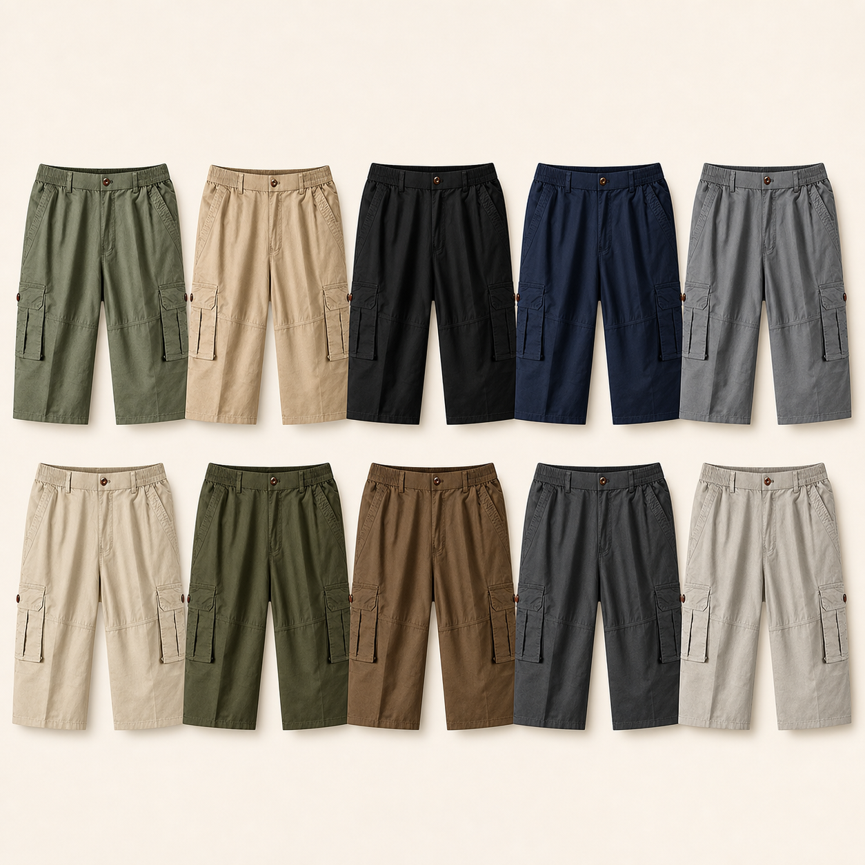 ⏰Räumungsverkauf⚡10er-Pack für 28 €⚡ Herren-Cargo-Shorts mit elastischem Bund