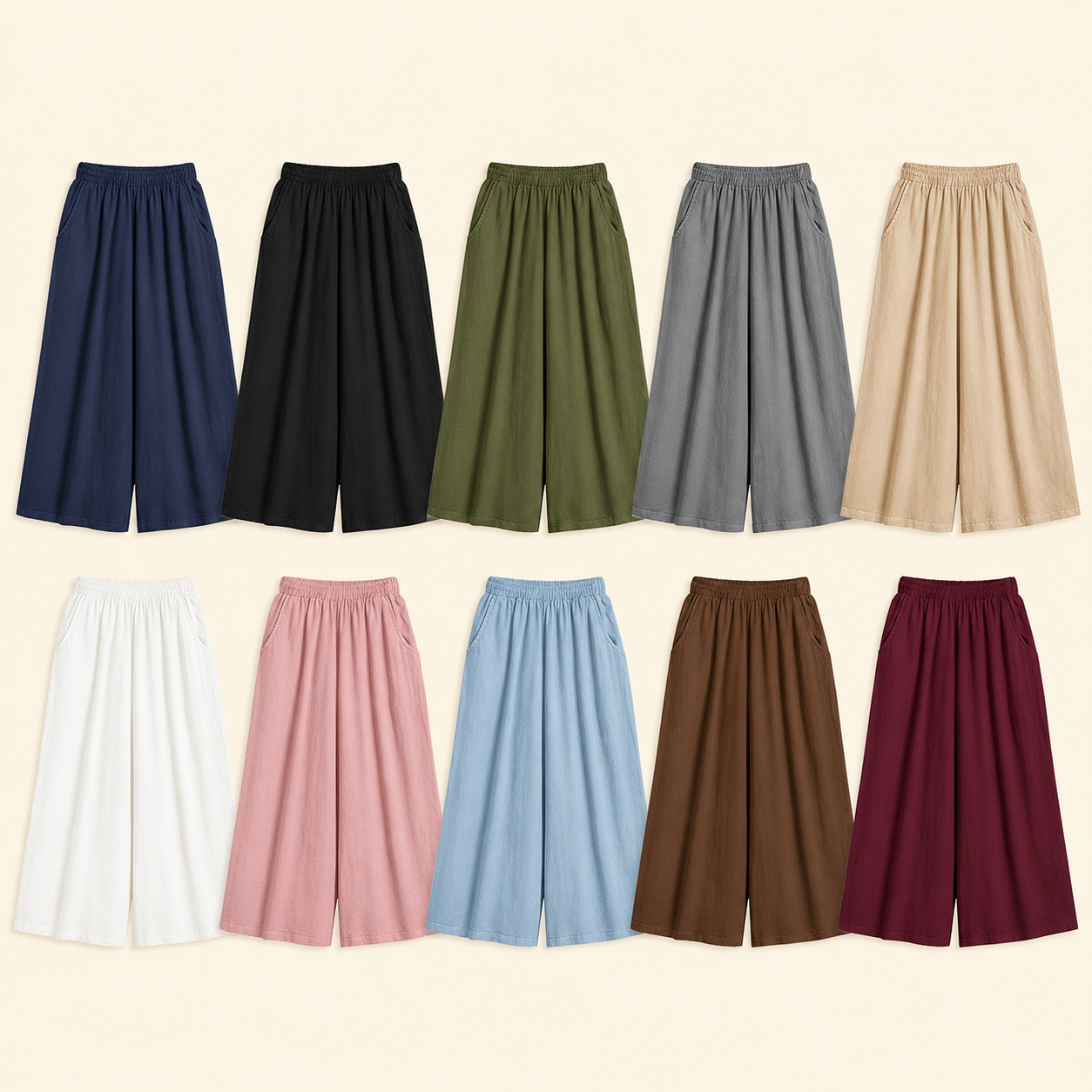 ⏰Räumungsverkauf⚡10er-Pack für 28 €⚡ Damen-Culotte-Midirock mit hoher Taille und weitem Bein