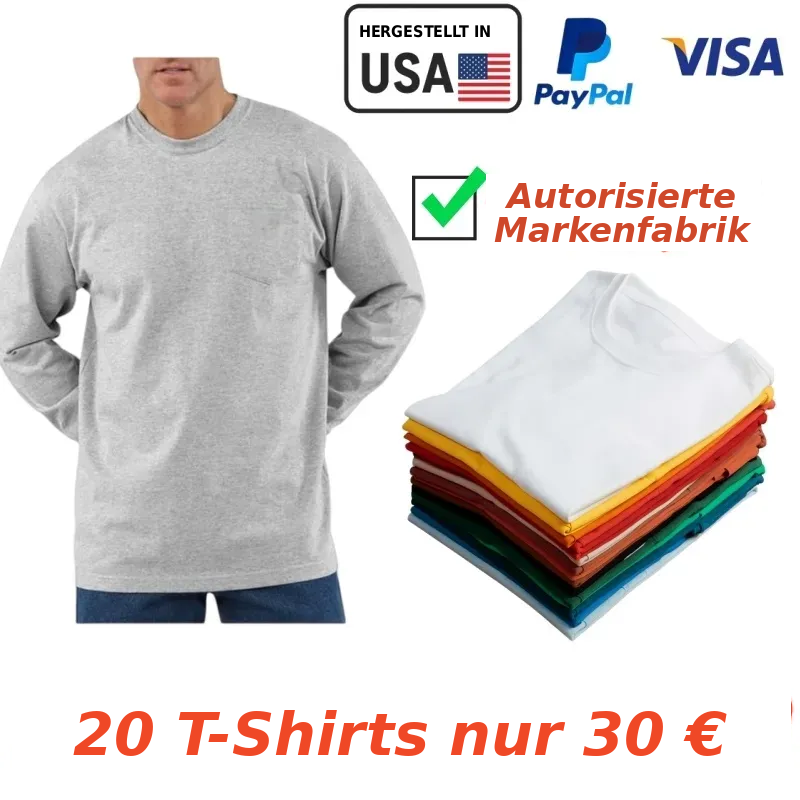 Robustes Herren-Arbeits-T-Shirt aus schwerem Material mit Brusttasche (weite Passform, extrem langlebig)