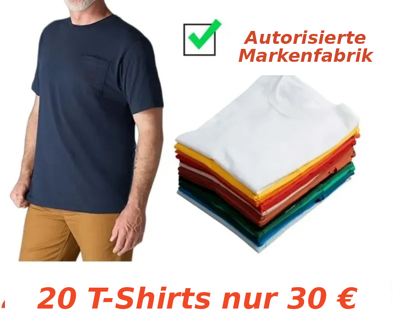 Robustes Herren-Arbeits-T-Shirt aus schwerem Material mit Brusttasche (weite Passform, extrem langlebig)