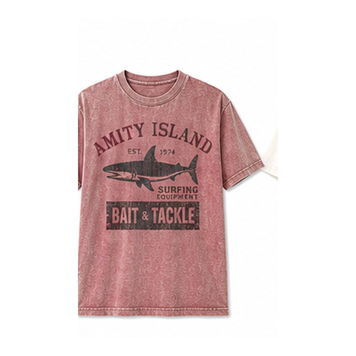 Men's vintage shark bait and tackle graphic tee - variant dusty rose