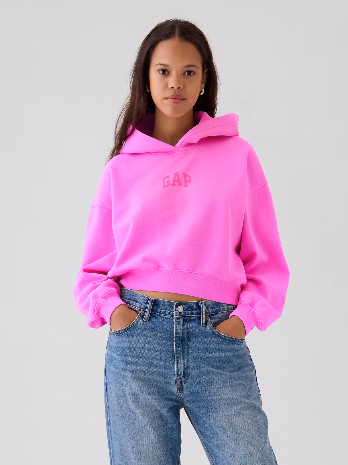 VintageSoft Crop Logo Hoodie