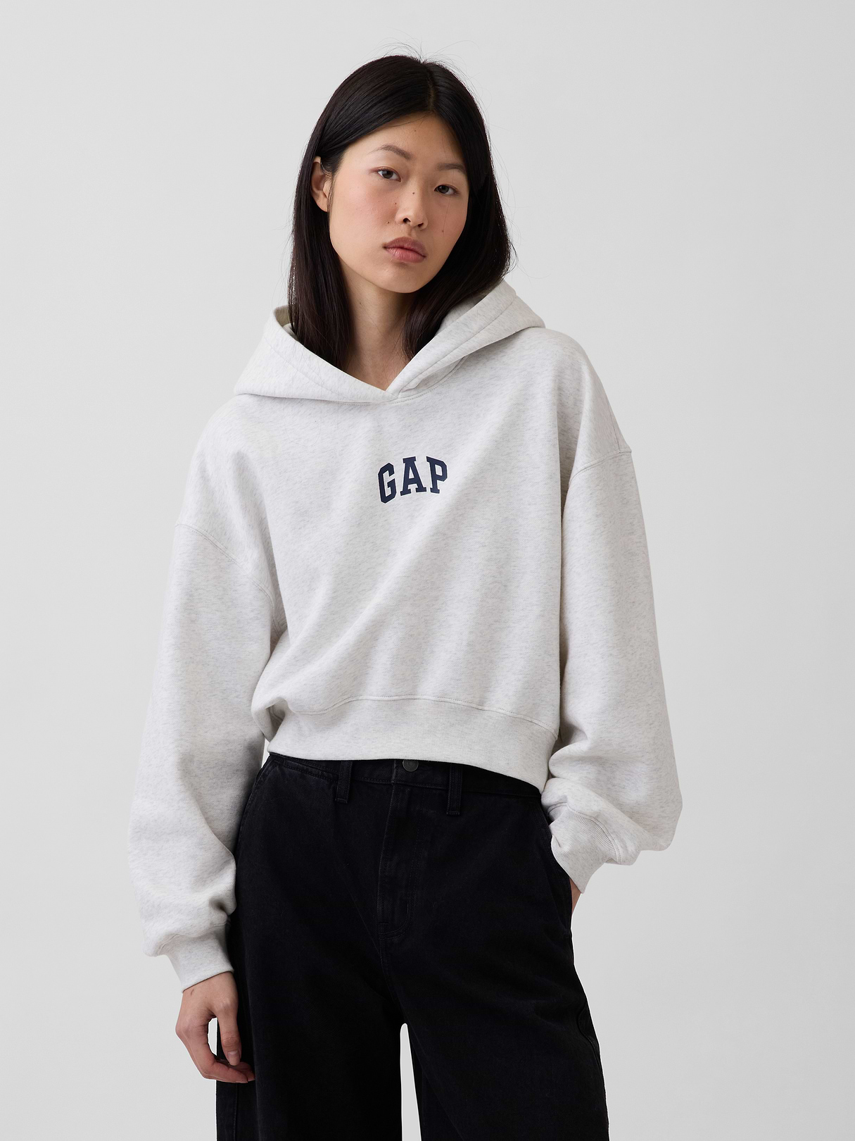 VintageSoft Crop Logo Hoodie