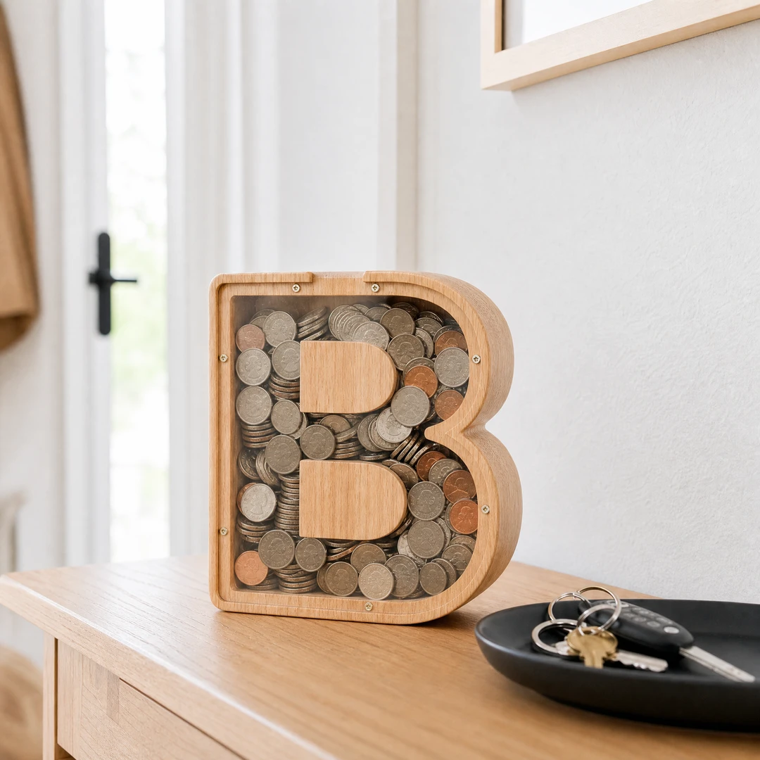 Wooden Letter Shaped Piggy Bank
