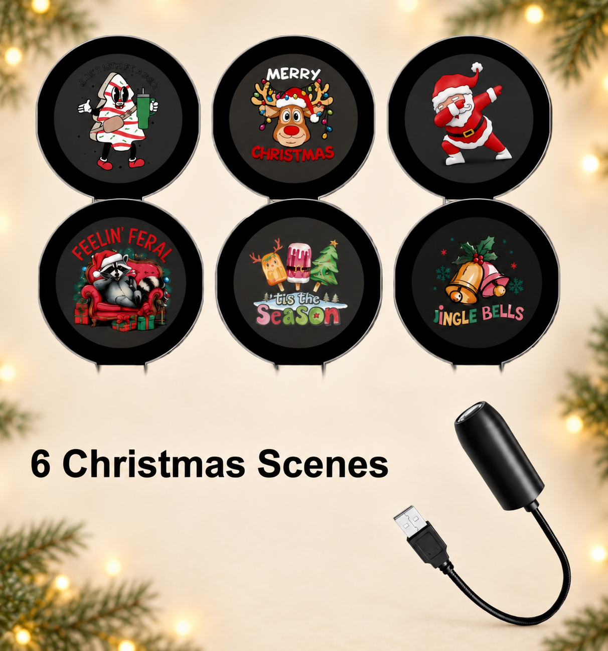 ✨HD Christmas Projector – 6 or 10 Festive Scenes